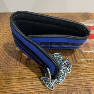 New Blue Dip Belt Double Weightlifting Back Support